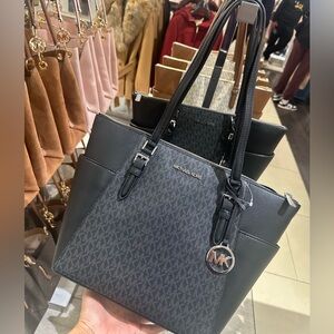 Michael Kors Black and Gray Signature Tote